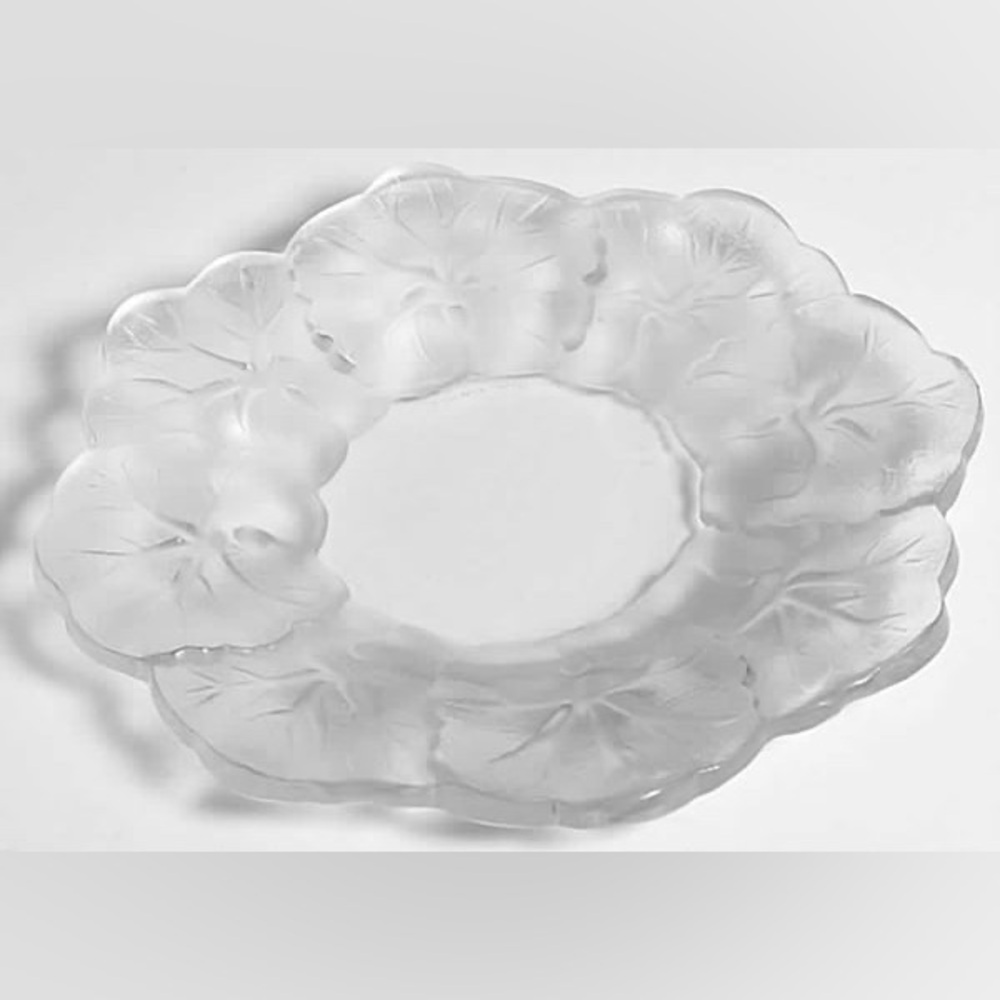 Lalique France Honfleur Tray or Saucer 6" diameter signed Excellent Condition